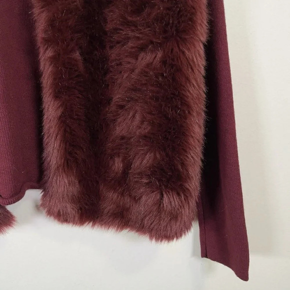 Banana Republic Faux Fur Burgundy Open Cardigan - Picture 9 of 16
